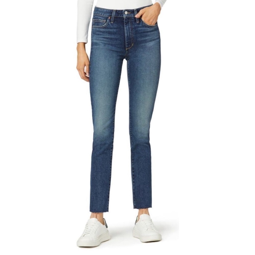 JOE’s Jeans High Rise Straight Ankle Raw Frayed Hem Denim Paula Size 27